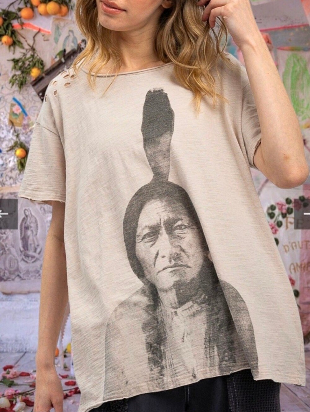 Magnolia Style Free Relaxed Mauve Graphic Long boho Cotton Dress with Pockets L - Picture 14 of 16